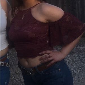 Burgundy Cropped Blouse